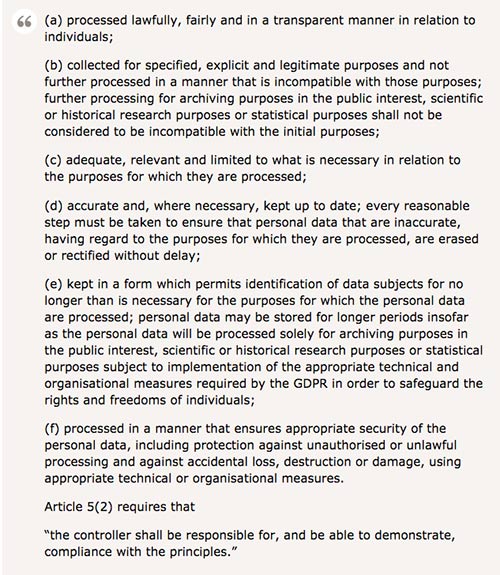 GDPR's 6 data protection principles