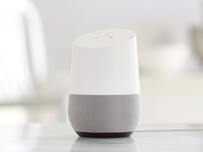 Google home voice device on counter